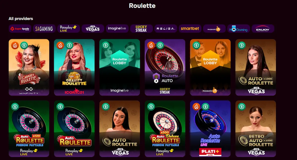 Live roulette wheel and betting table at Luckyhills Casino